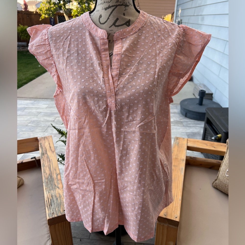 Style & Co. Light Pink Polka Dot Blouse